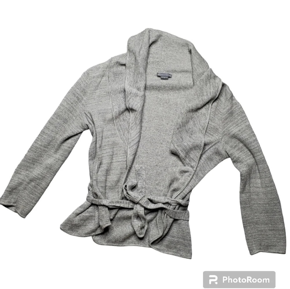 Armani Exchange Gray Knit Cardigan W/ Tie